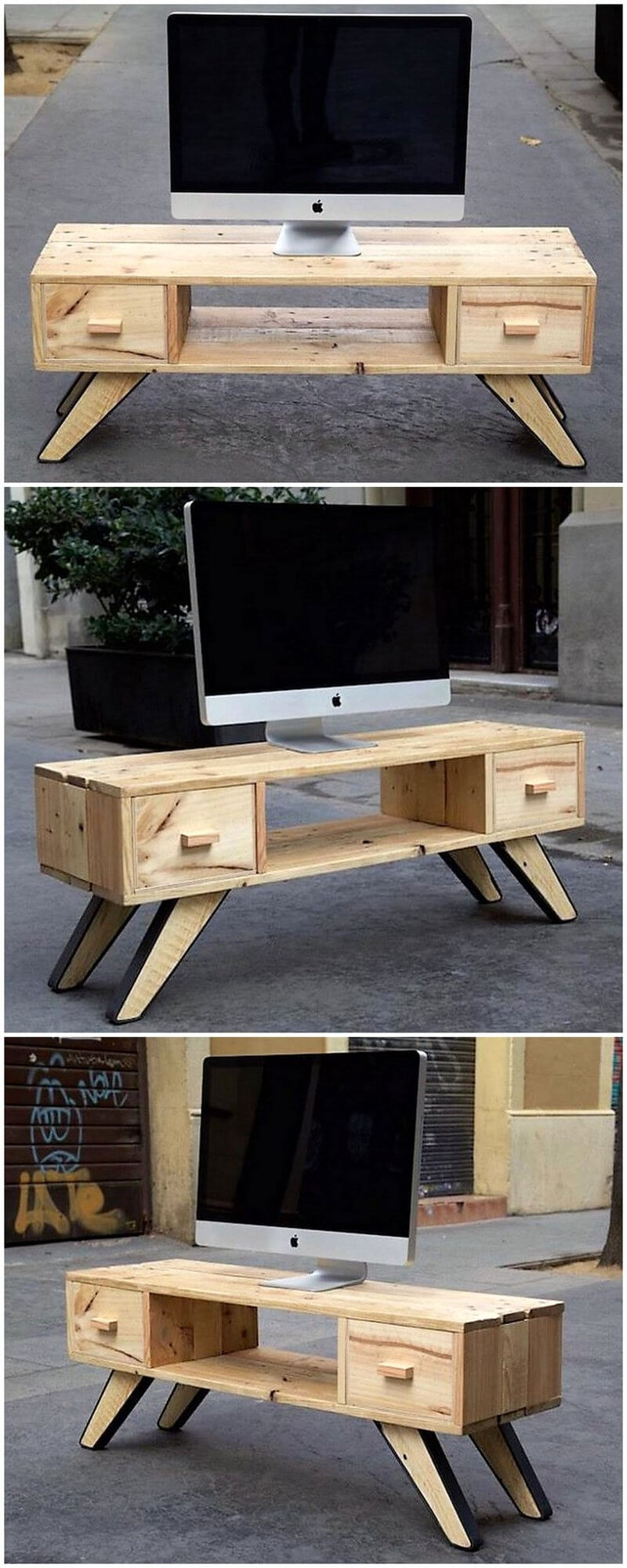 wood pallet made tv stand