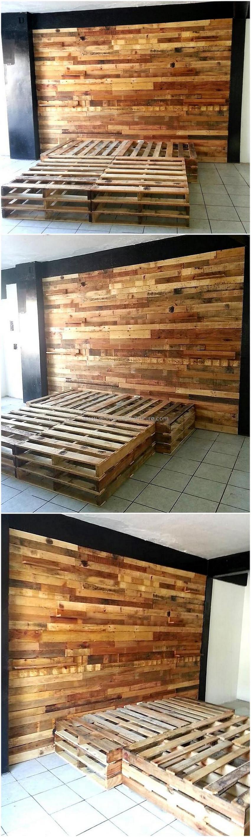 Pallet Bed With Headboard Wall Art Diy Motive