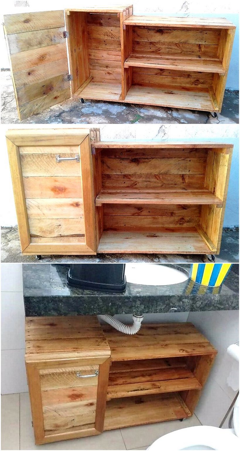 pallet bathroom cabinet on wheels