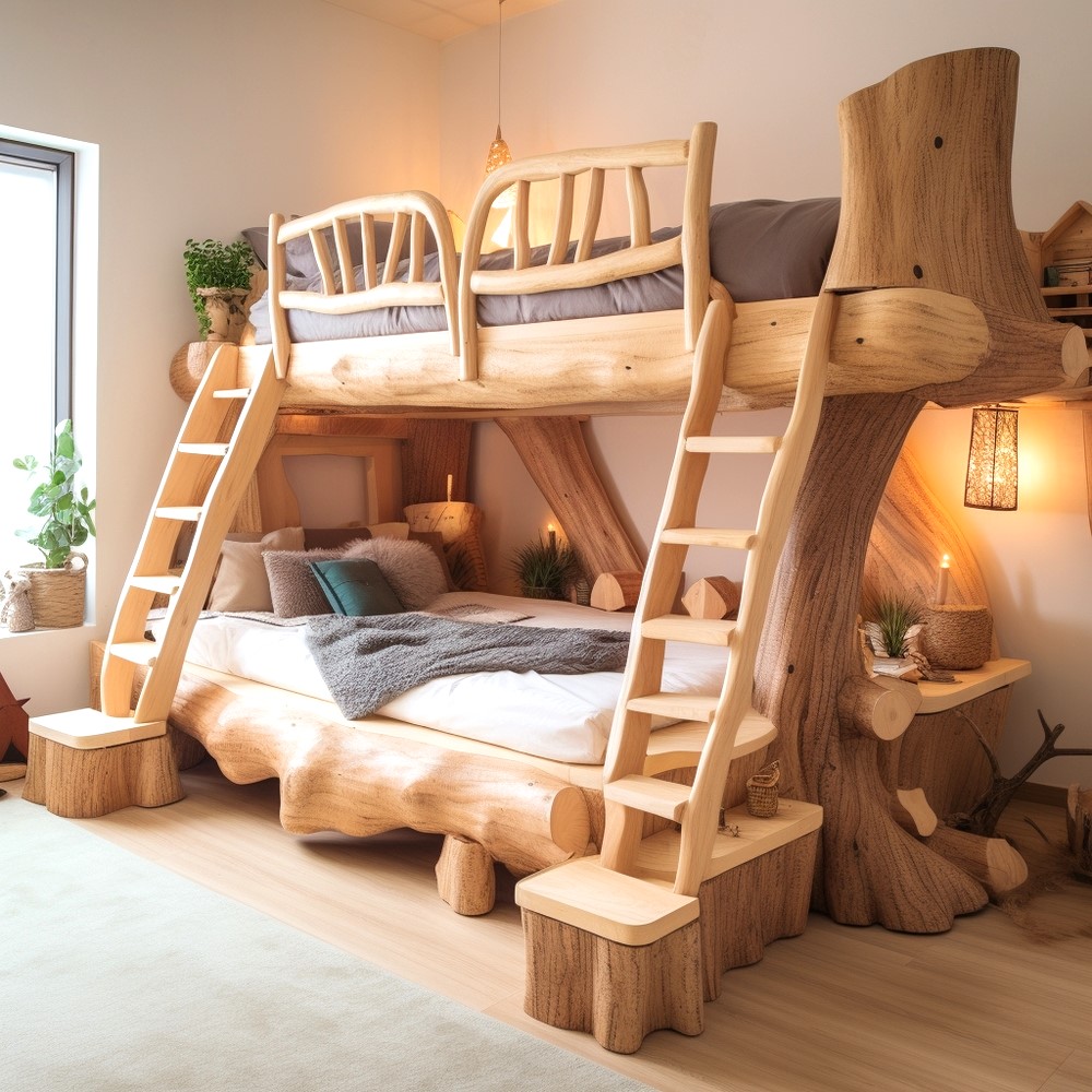 wood log bunk bed ideas (10)