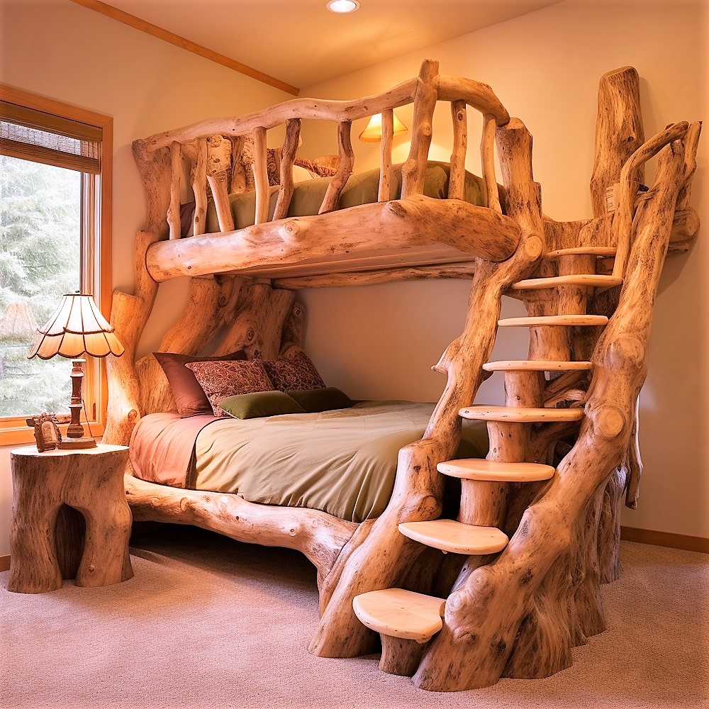 wood log bunk bed ideas (14)