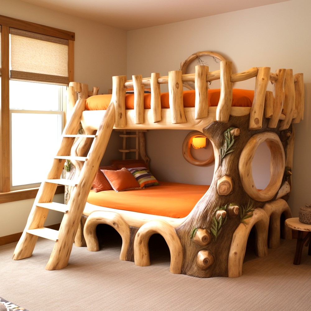 wood log bunk bed ideas (15)