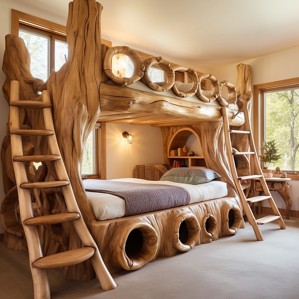 wood log bunk bed ideas (16)