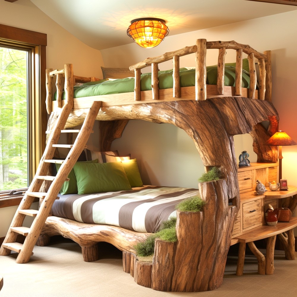 wood log bunk bed ideas (18)