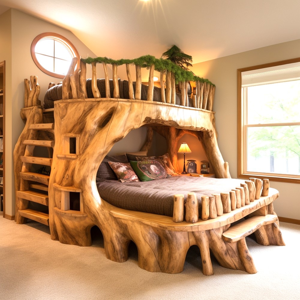 wood log bunk bed ideas (21)