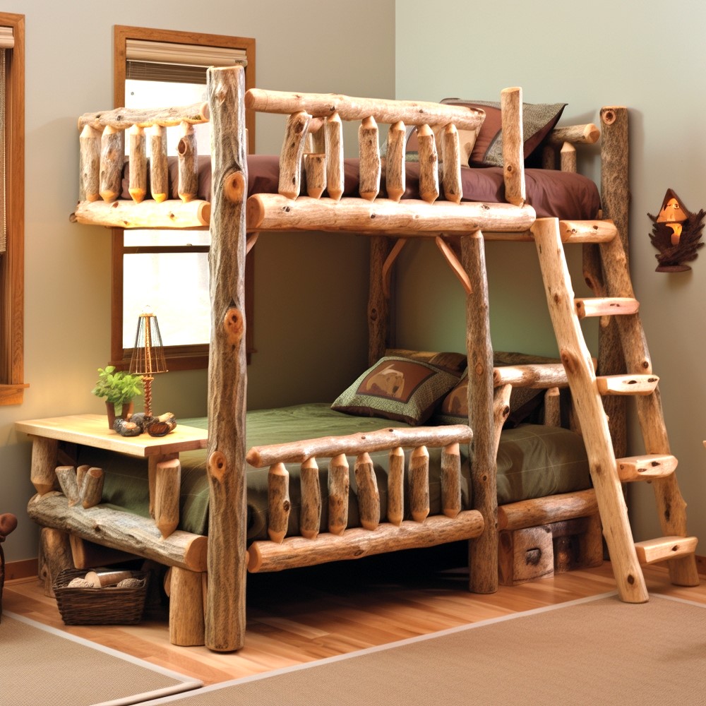 wood log bunk bed ideas (22)