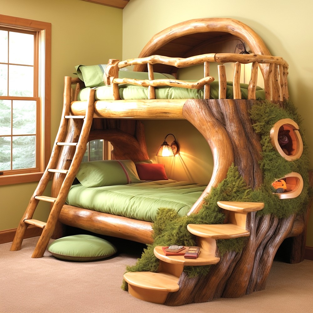 wood log bunk bed ideas (24)