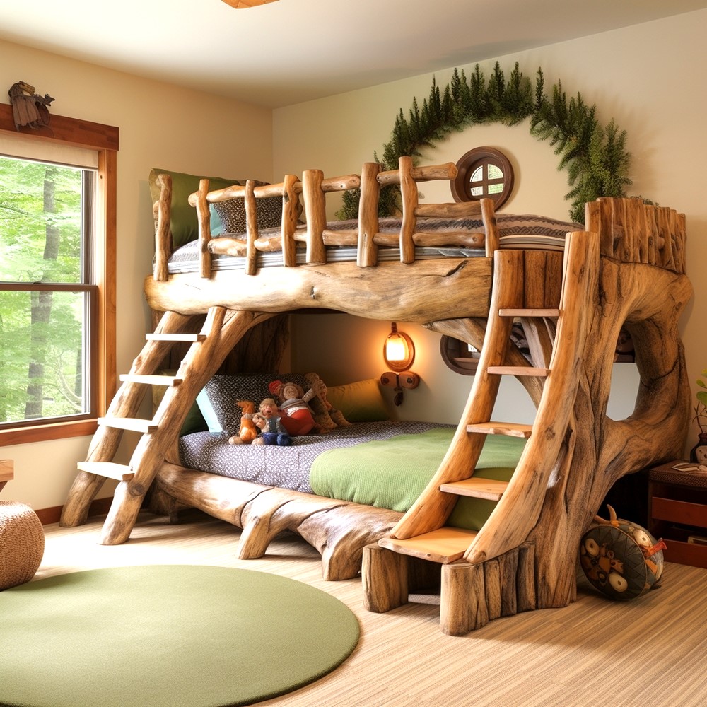 wood log bunk bed ideas (27)