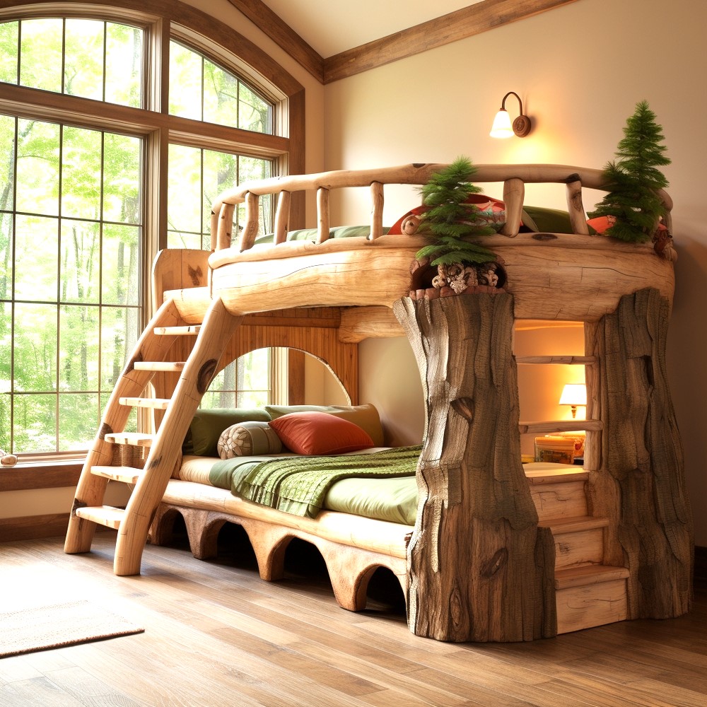 wood log bunk bed ideas (28)