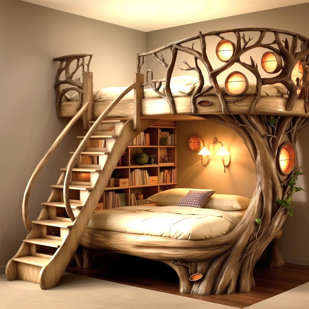wood log bunk bed ideas (3)