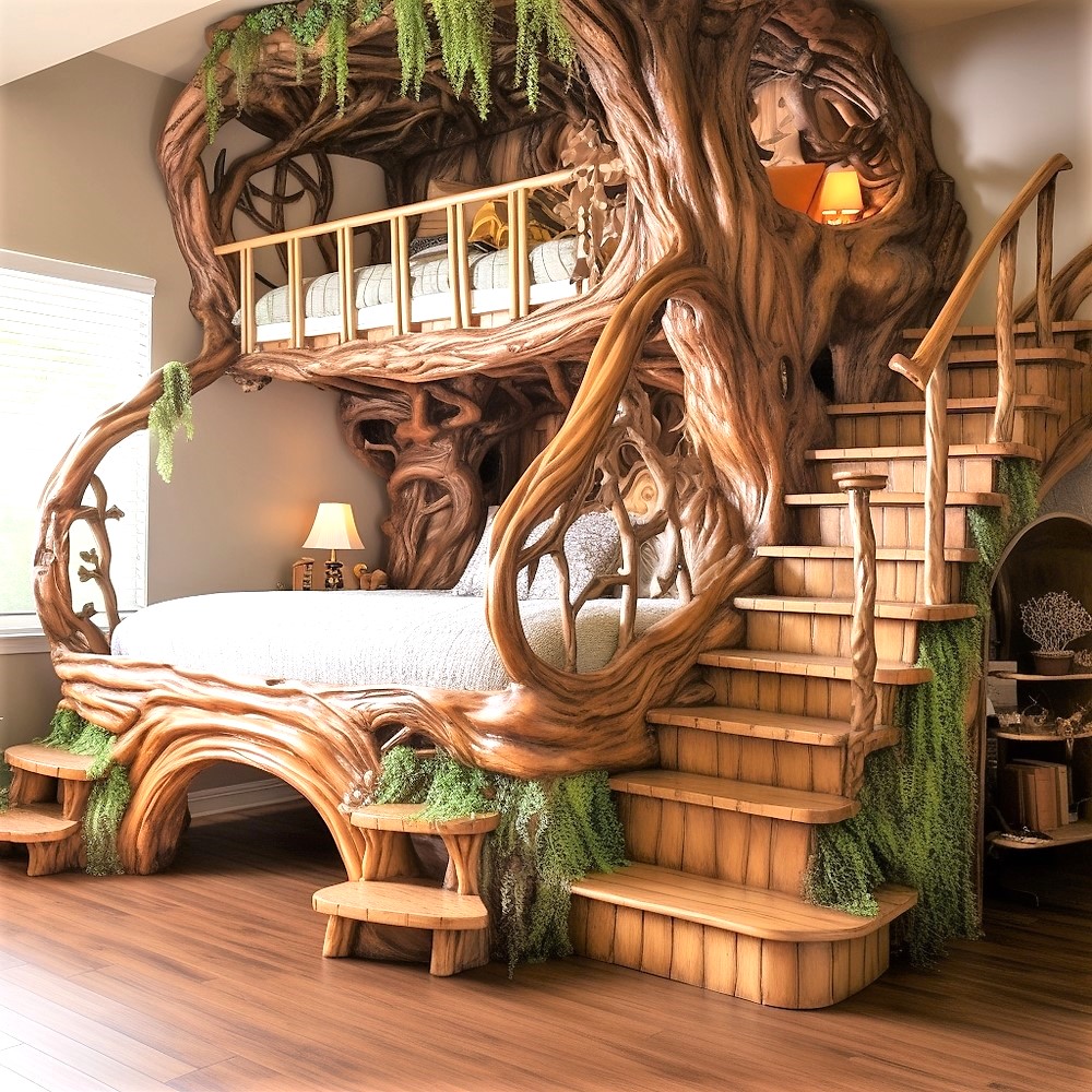 wood log bunk bed ideas (4)