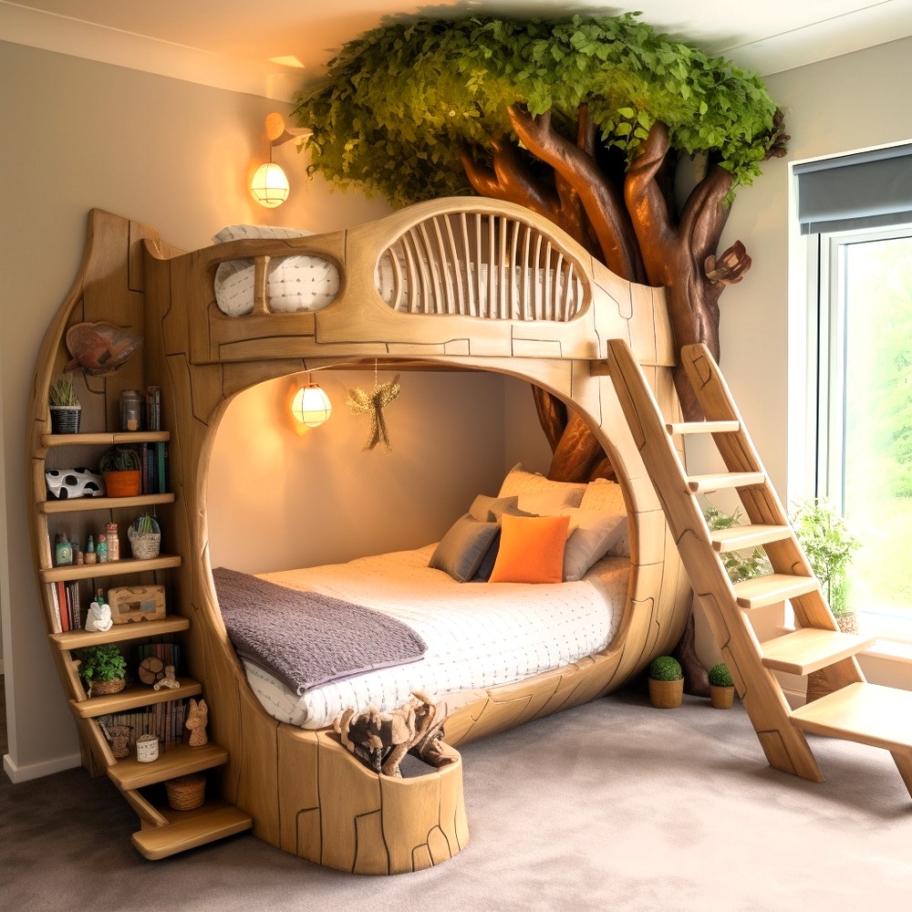 wood log bunk bed ideas (5)