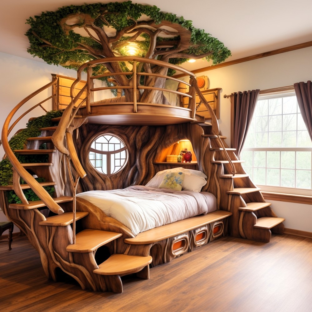 wood log bunk bed ideas (6)