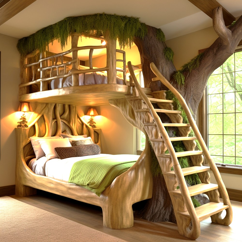 wood log bunk bed ideas (7)