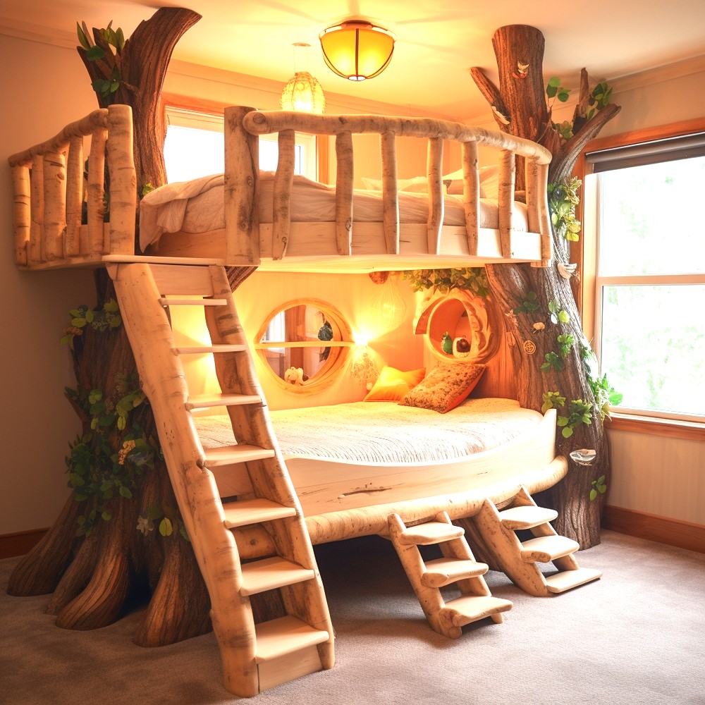wood log bunk bed ideas (9)