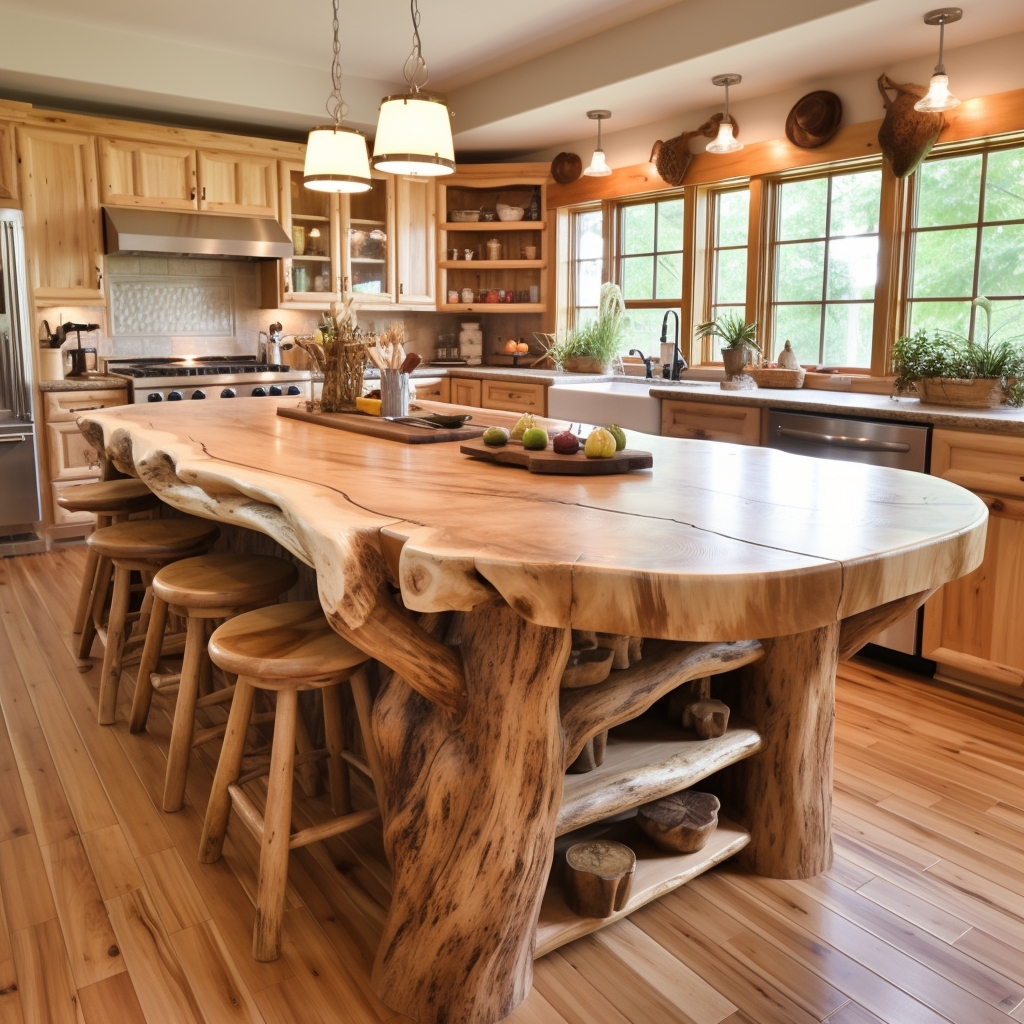 wood log kitchen island (4)