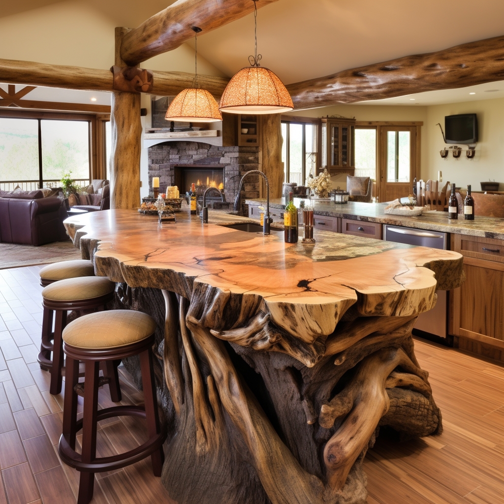 wood log kitchen island (6)