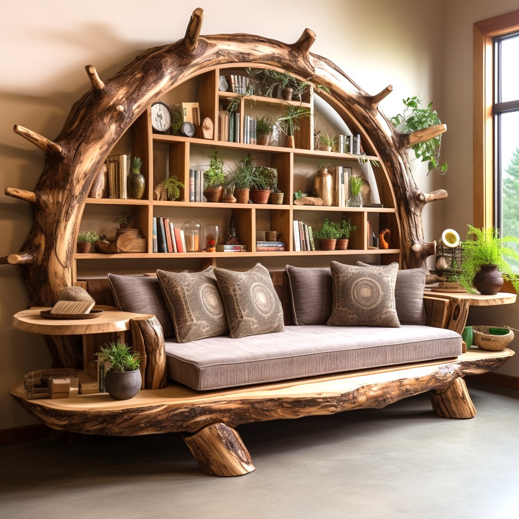 wood logs tree shape couch bookcase (3)